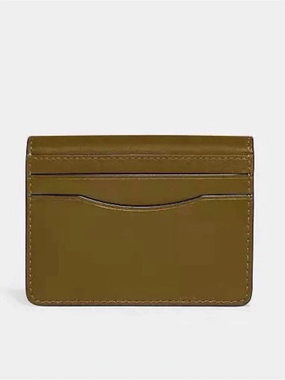 Coach Bandit Card Case Wallet in Brass/Muted Olive Luxe Refined Calf Leather NWT